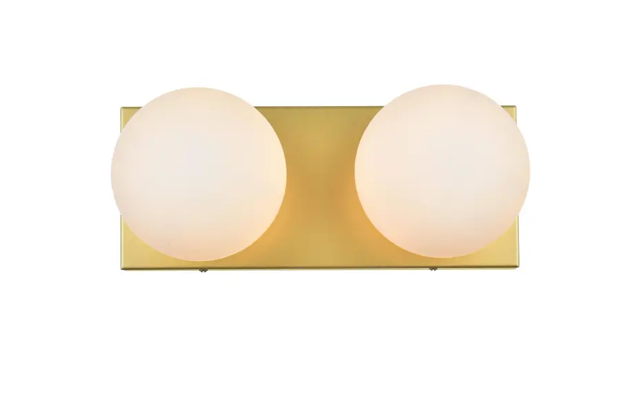 Jaylin Two Light Bath Sconce in Brass and Frosted White - Image 1