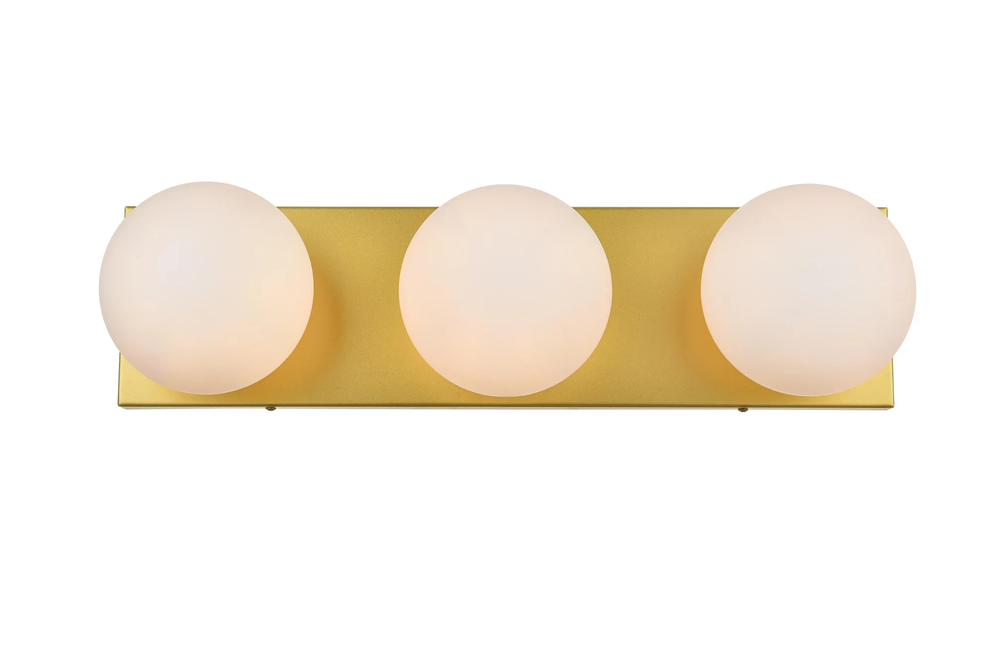 Jaylin Three Light Bath Sconce in Brass and frosted white