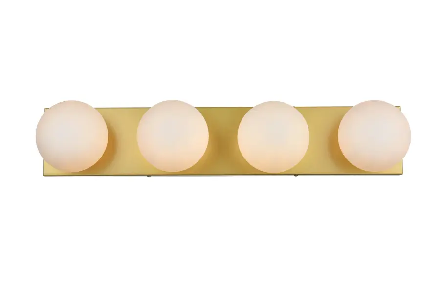 Jaylin 4-Light Bath Sconce in Brass with Frosted White Glass - Image 1
