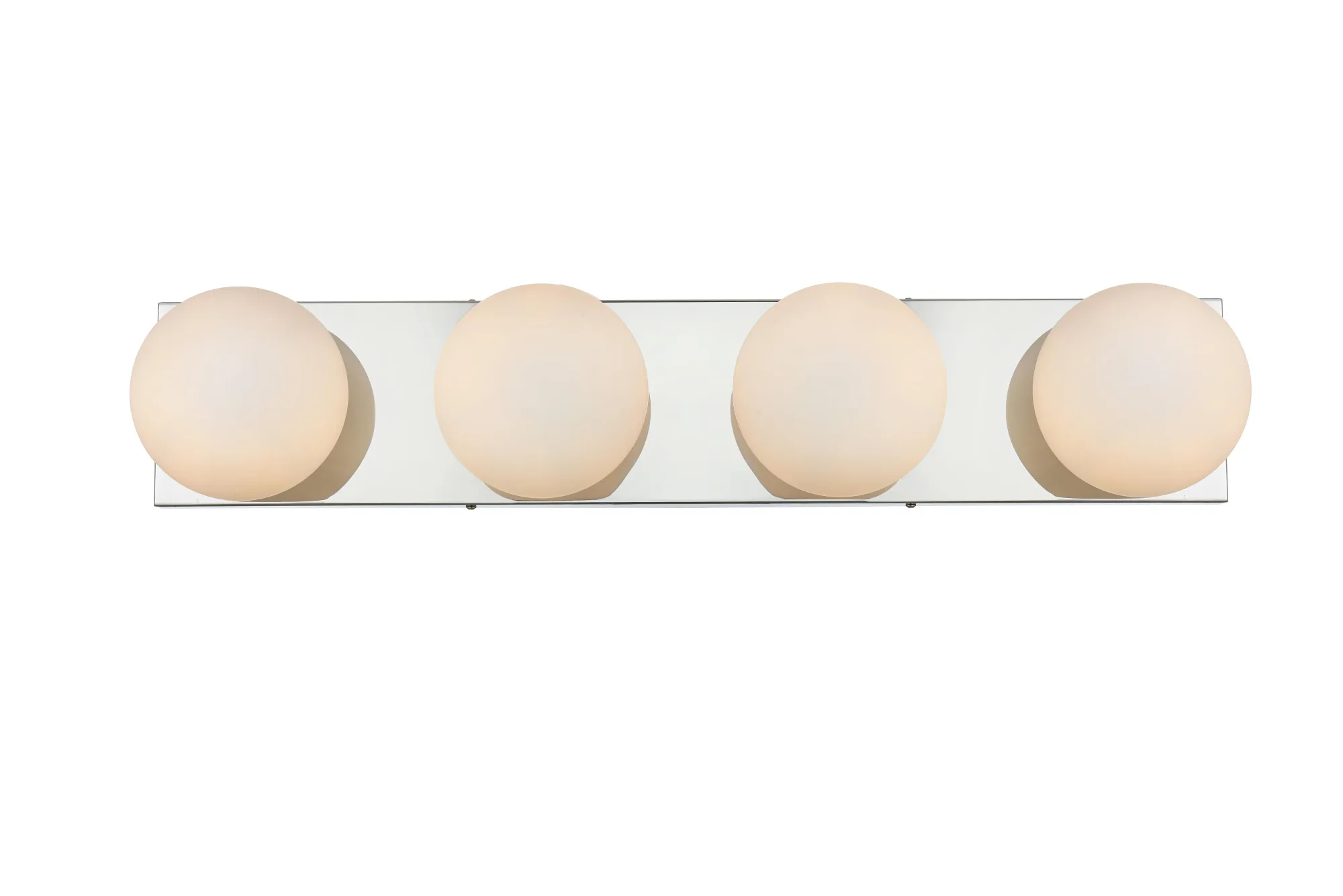 Jaylin Four Light Bath Sconce in Chrome and frosted white