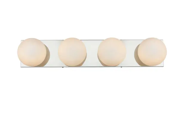 Jaylin 4-Light Bath Sconce in Chrome with Frosted White Glass - Image 1