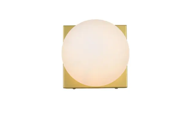 An art deco staple with a modern update in this stunning light bath square base. Made of iron, this simple yet sophisticated design showcases a clean-cut square backplate with an oversize frosted glass to balance the look. Rated for use in damp locations, this will work perfectly over a vanity using 40W bulbs ( not included). Compatible with dimmers, so you'll have the right amount of light in any given time of the day. Collection: Jaylin Rooms: Bathroom Finish: Brass and frosted white Glass: frosted white Width: 6.00" Height: 6.00" Weight: 2.00 lb Extension from Wall: 7.00" Wire: 8" Black and White Canopy: 5.9"x5.9"x1" Number of Bulbs: 1 Maximum Wattage: 40.00 W Bulb Type: E12 Bulb Base: E12 Dimmable Voltage: 110.00 V Material: Iron and Glass Country of Origin: China Safety Listing: ETL Safety Rating: Damp Title 20 Title 24 Manufacturer Warranty: 1 year limited