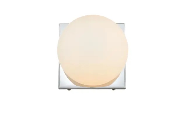 Jaylin One Light Bath Sconce in Chrome with Frosted White Glass - Image 1