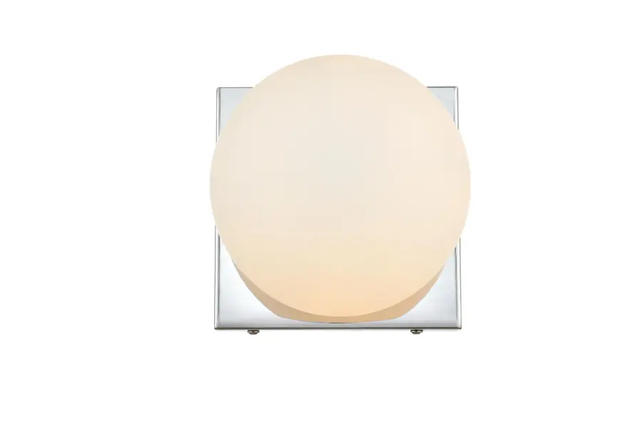 Jaylin One Light Bath Sconce in Chrome with Frosted White Glass - Image 1