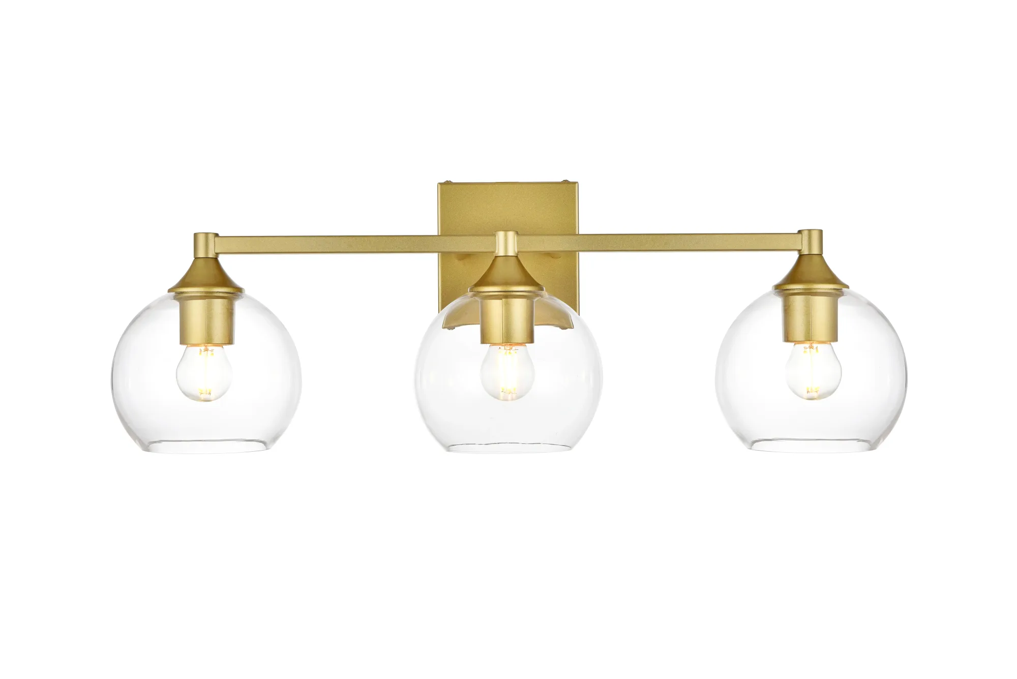 Foster Three Light Bath Sconce in Brass and Clear