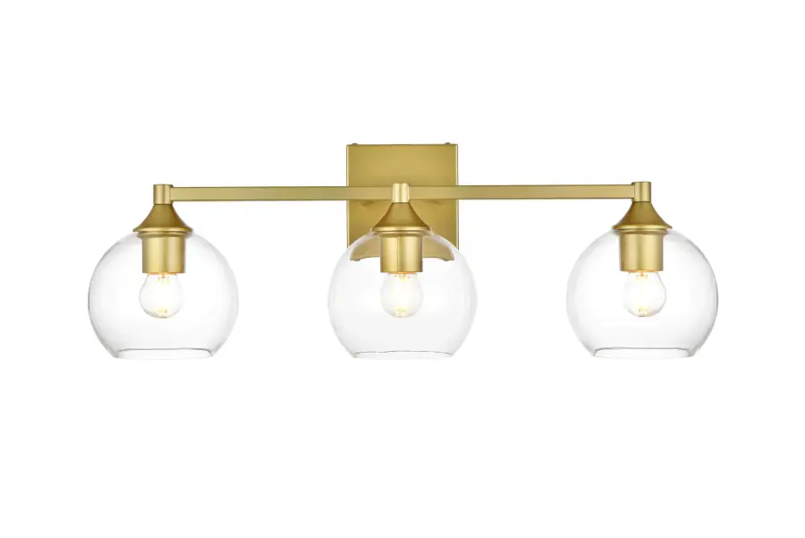 Foster Three Light Bath Sconce in Brass and Clear - Image 1