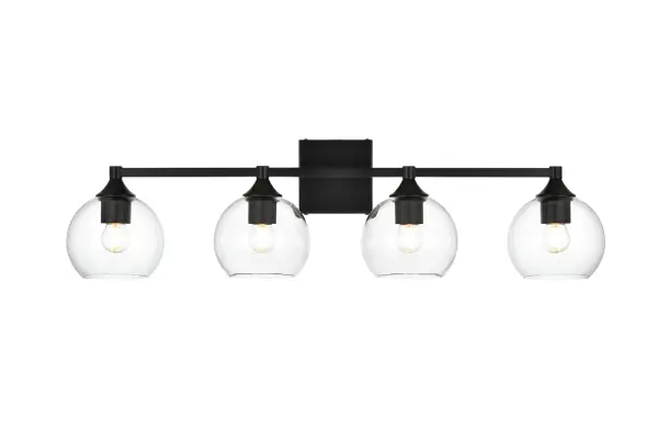 Specification Sheet
Dimensions
Length: 7.6"
Width: 33"
Height: 9"
Extension: 8"
Wire Length: 8"
Depth: 8"
Specifications
Assembly Required: Yes
Bulb Included: No
#N/A
Dimmable: Yes
Distressed Finish: No
Dry/Wet/Damp: Damp
ETL: yes
Finish (Color): Black and Clear
Fixture Material: Iron and Glass
Hardware Finish: Black
Harware Material: Iron
Max/Nominal Watt: 160W
Number of Lights: 4
Product Type: Vanity Lights
Product Warranty: 1 year limited
Socket Type: E26
Voltage: 110V
Wattage/Bulb: 40W
Weight: 5
Wire Included: Yes
Shipment type: Small Parcel
US Shipping Cost: $14.00
