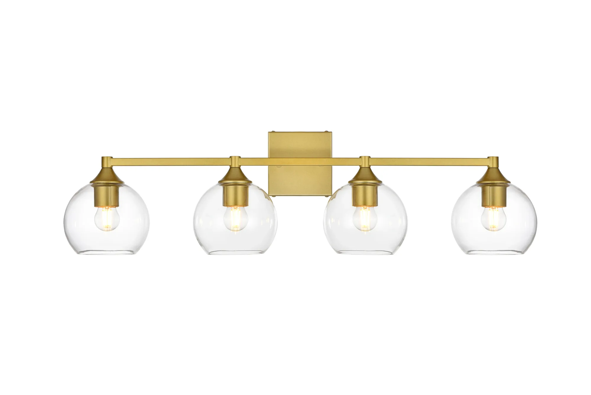 Foster Four Light Bath Sconce in Brass and Clear