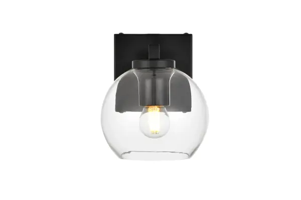 Specification Sheet
Dimensions
Length: 7.9"
Width: 6"
Height: 7"
Extension: 8"
Wire Length: 8"
Depth: 8"
Specifications
Assembly Required: Yes
Bulb Included: No
#N/A
Dimmable: Yes
Distressed Finish: No
Dry/Wet/Damp: Damp
ETL: yes
Finish (Color): Black and Clear
Fixture Material: Iron and Glass
Hardware Finish: Black
Harware Material: Iron
Max/Nominal Watt: 40W
Number of Lights: 1
Product Type: Vanity Lights
Product Warranty: 1 year limited
Socket Type: E26
Voltage: 110V
Wattage/Bulb: 40W
Weight: 2
Wire Included: Yes
Shipment type: Small Parcel
US Shipping Cost: $13.00