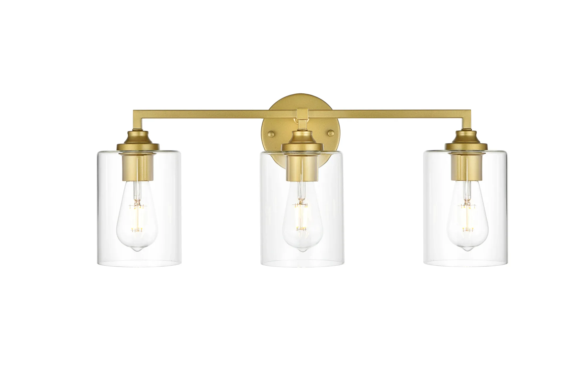Mayson Three Light Bath Sconce in Brass and Clear