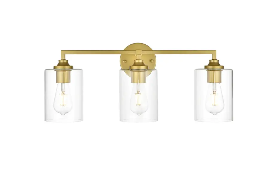 Mayson 3-Light Bath Sconce in Brass and Clear Glass - Image 1