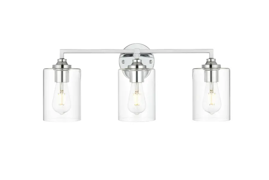 Mayson 3-Light Bath Sconce in Chrome with Clear Glass - Image 1