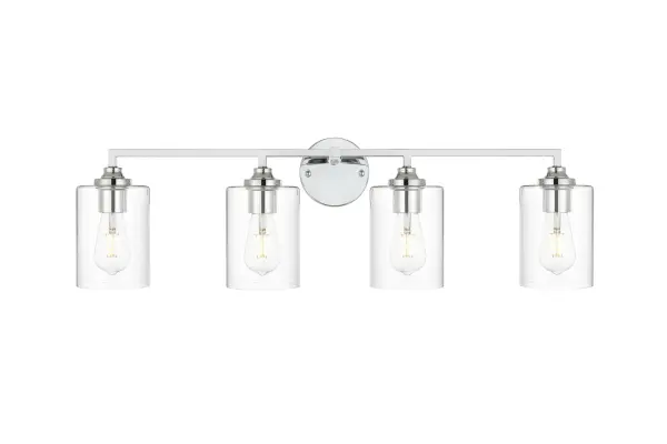 Mayson Four Light Bath Sconce in Chrome and Clear - Image 1