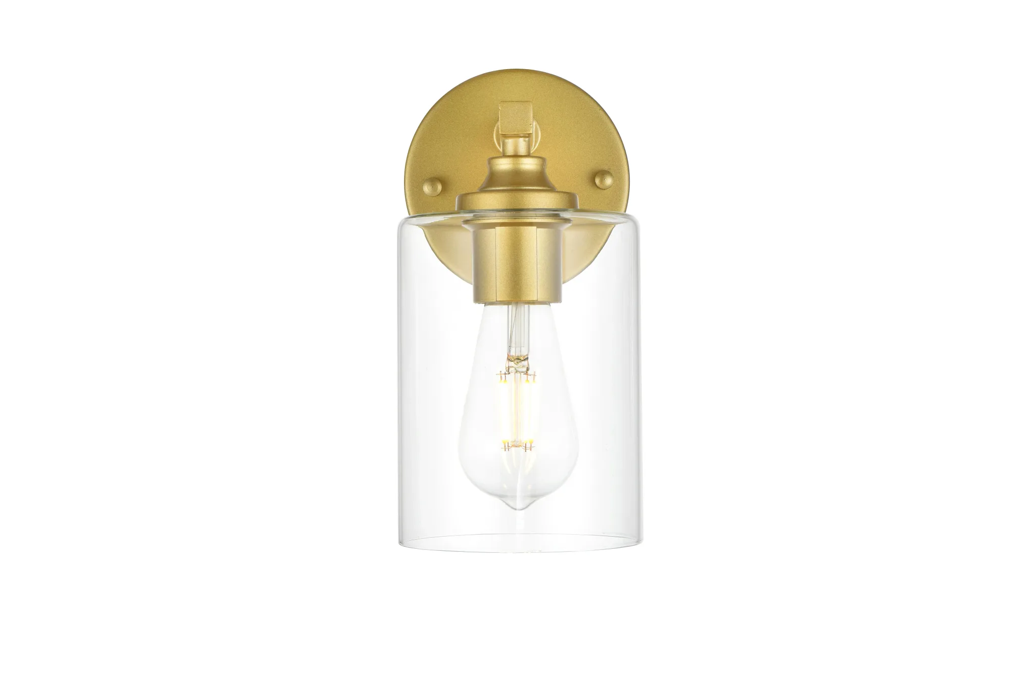 Mayson One Light Bath Sconce in Brass and Clear
