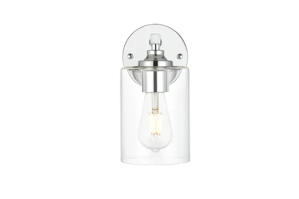 Mayson One Light Bath Sconce in Chrome and Clear - Image 1