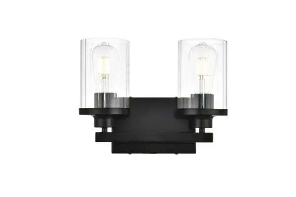 Specification Sheet
Dimensions
Length: 5.6"
Width: 12"
Height: 10"
Extension: 6"
Wire Length: 8"
Depth: 6"
Specifications
Assembly Required: Yes
Bulb Included: No
#N/A
Dimmable: Yes
Distressed Finish: No
Dry/Wet/Damp: Damp
ETL: yes
Finish (Color): Black and Clear
Fixture Material: Iron and Glass
Hardware Finish: Black
Harware Material: Iron
Max/Nominal Watt: 80W
Number of Lights: 2
Product Type: Vanity Lights
Product Warranty: 1 year limited
Socket Type: E26
Voltage: 110V
Wattage/Bulb: 40W
Weight: 3
Wire Included: Yes
Shipment type: Small Parcel
US Shipping Cost: $13.00