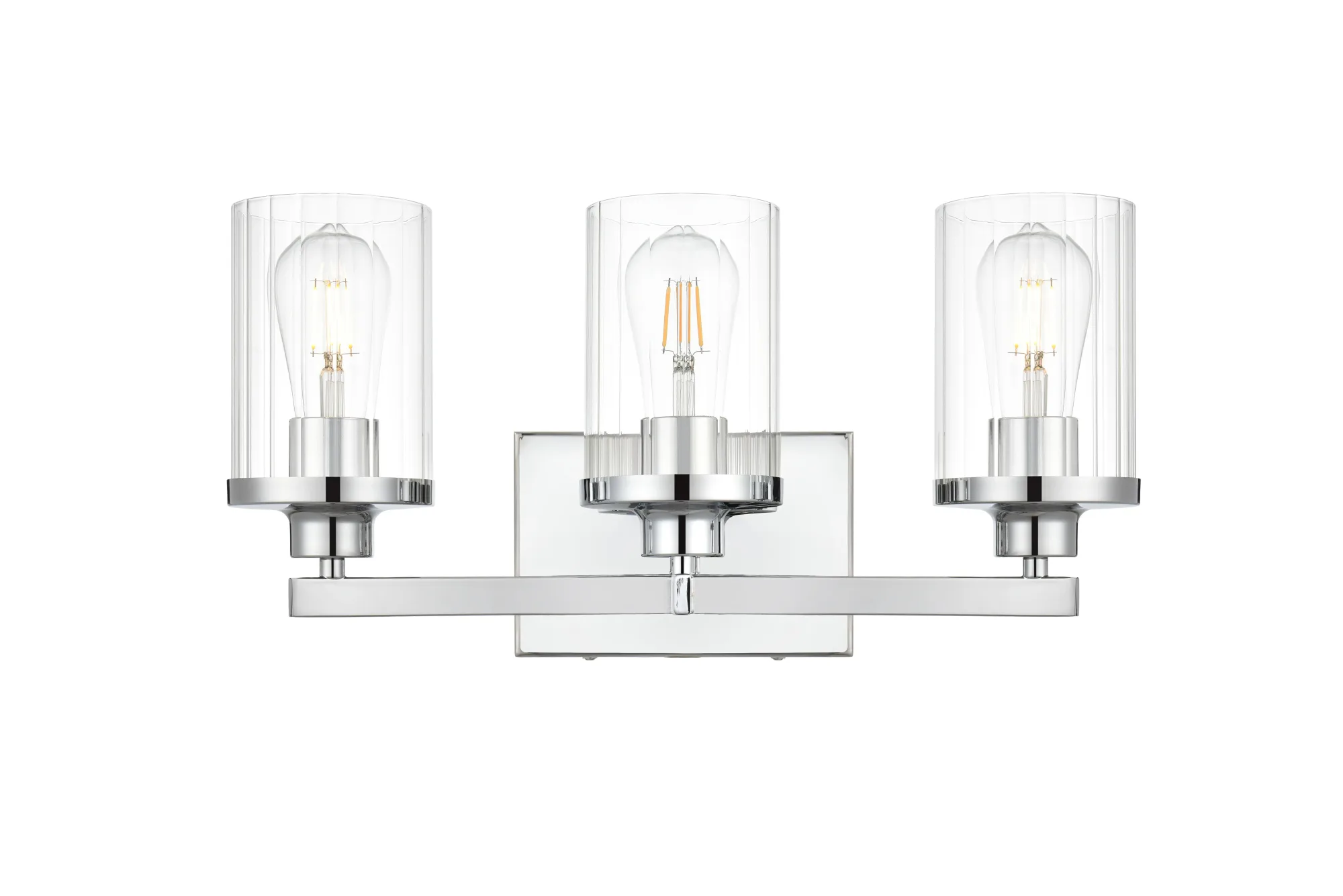Saanvi Three Light Bath Sconce in Chrome and Clear