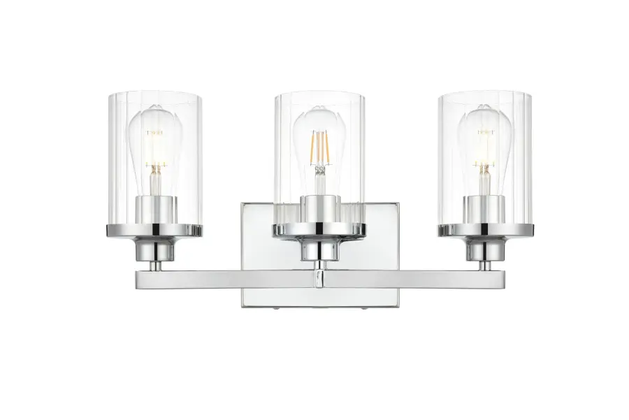 Saanvi 3-Light Bath Sconce in Chrome with Clear Glass - Image 1