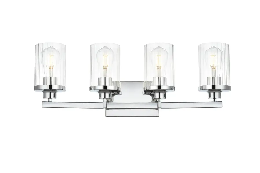 Saanvi 4-Light Bath Sconce in Chrome and Clear Glass - Image 1