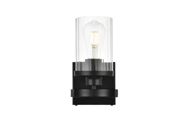 Specification Sheet
Dimensions
Length: 5.6"
Width: 5"
Height: 10"
Extension: 6"
Wire Length: 8"
Depth: 6"
Specifications
Assembly Required: Yes
Bulb Included: No
#N/A
Dimmable: Yes
Distressed Finish: No
Dry/Wet/Damp: Damp
ETL: yes
Finish (Color): Black and Clear
Fixture Material: Iron and Glass
Hardware Finish: Black
Harware Material: Iron
Max/Nominal Watt: 40W
Number of Lights: 1
Product Type: Vanity Lights
Product Warranty: 1 year limited
Socket Type: E26
Voltage: 110V
Wattage/Bulb: 40W
Weight: 2
Wire Included: Yes
Shipment type: Small Parcel
US Shipping Cost: $13.00