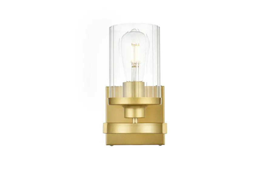 Saanvi One Light Bath Sconce in Brass and Clear - Image 1