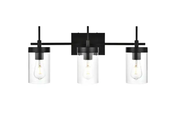 Specification Sheet
Dimensions
Length: 5.8"
Width: 24"
Height: 11"
Extension: 6"
Wire Length: 8"
Depth: 6"
Specifications
Assembly Required: Yes
Bulb Included: No
#N/A
Dimmable: Yes
Distressed Finish: No
Dry/Wet/Damp: Damp
ETL: yes
Finish (Color): Black and Clear
Fixture Material: Iron and Glass
Hardware Finish: Black
Harware Material: Iron
Max/Nominal Watt: 120W
Number of Lights: 3
Product Type: Vanity Lights
Product Warranty: 1 year limited
Socket Type: E26
Voltage: 110V
Wattage/Bulb: 40W
Weight: 5
Wire Included: Yes
Shipment type: Small Parcel
US Shipping Cost: $13.00