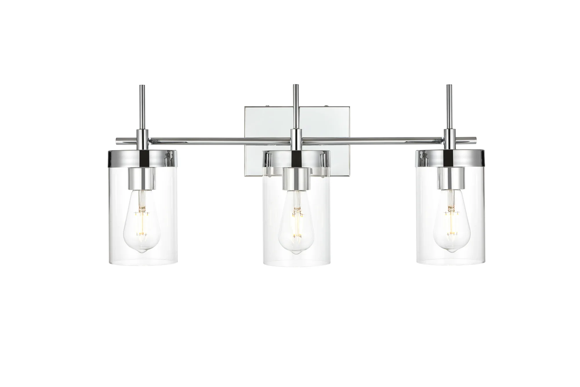 Benny Three Light Bath Sconce in Chrome and Clear