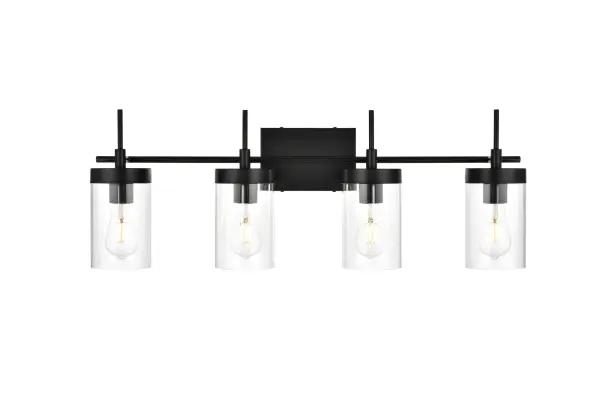 Specification Sheet
Dimensions
Length: 5.8"
Width: 32"
Height: 11"
Extension: 6"
Wire Length: 8"
Depth: 6"
Specifications
Assembly Required: Yes
Bulb Included: No
#N/A
Dimmable: Yes
Distressed Finish: No
Dry/Wet/Damp: Damp
ETL: yes
Finish (Color): Black and Clear
Fixture Material: Iron and Glass
Hardware Finish: Black
Harware Material: Iron
Max/Nominal Watt: 160W
Number of Lights: 4
Product Type: Vanity Lights
Product Warranty: 1 year limited
Socket Type: E26
Voltage: 110V
Wattage/Bulb: 40W
Weight: 7
Wire Included: Yes
Shipment type: Small Parcel
US Shipping Cost: $15.00
