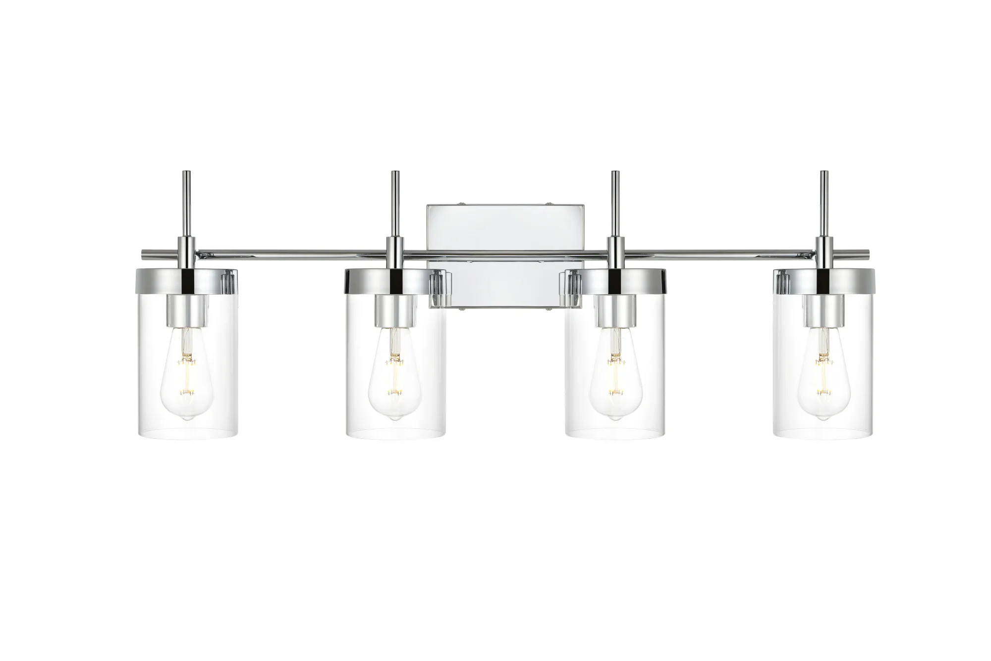 Benny Four Light Bath Sconce in Chrome and Clear