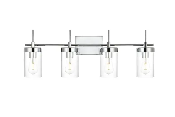 Benny 4-Light Bath Sconce in Chrome with Clear Glass - Image 1