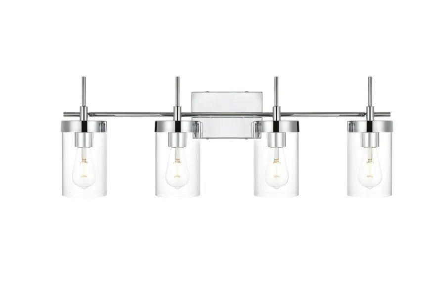 Benny 4-Light Bath Sconce in Chrome with Clear Glass - Image 1