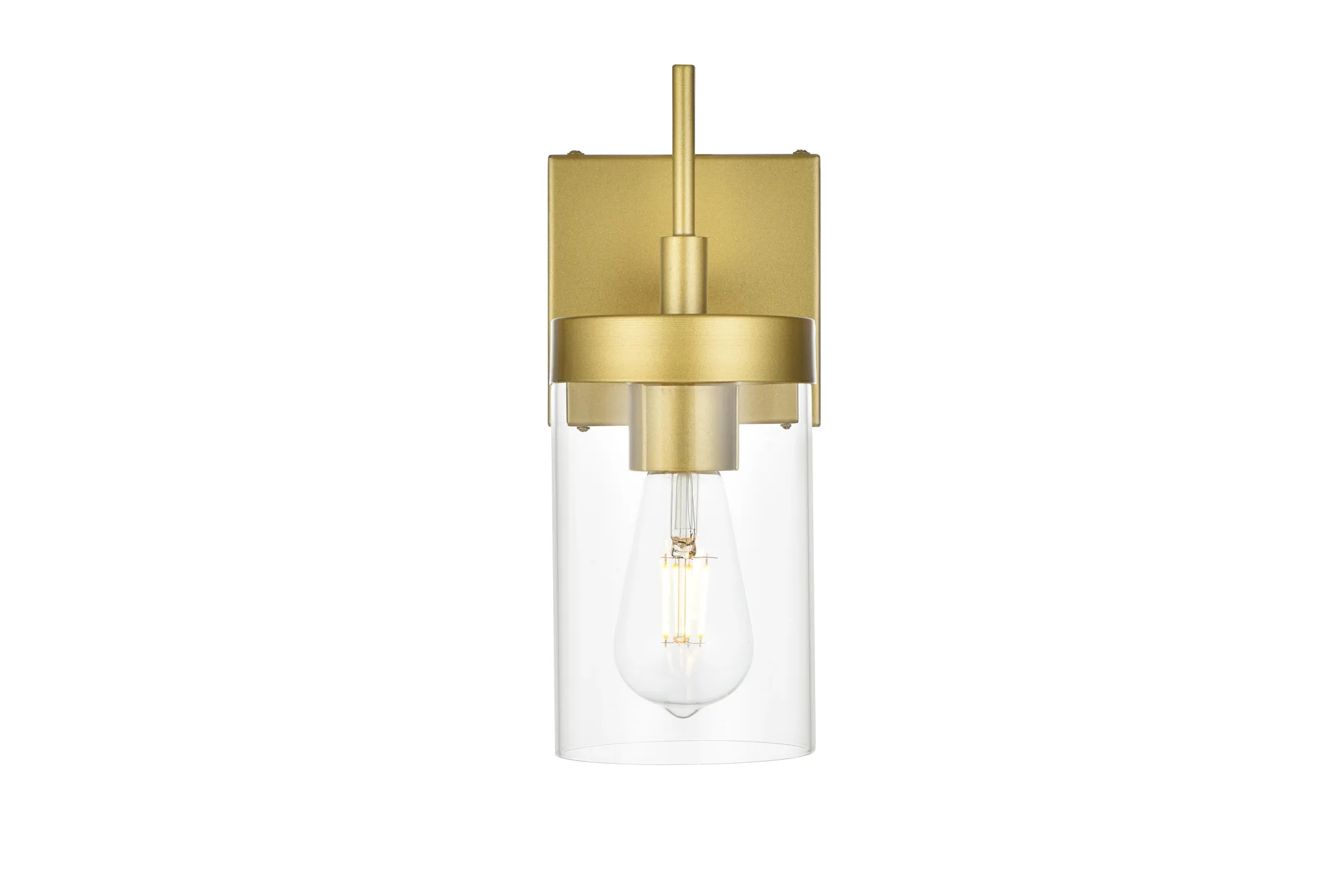 Benny One Light Bath Sconce in Brass and Clear