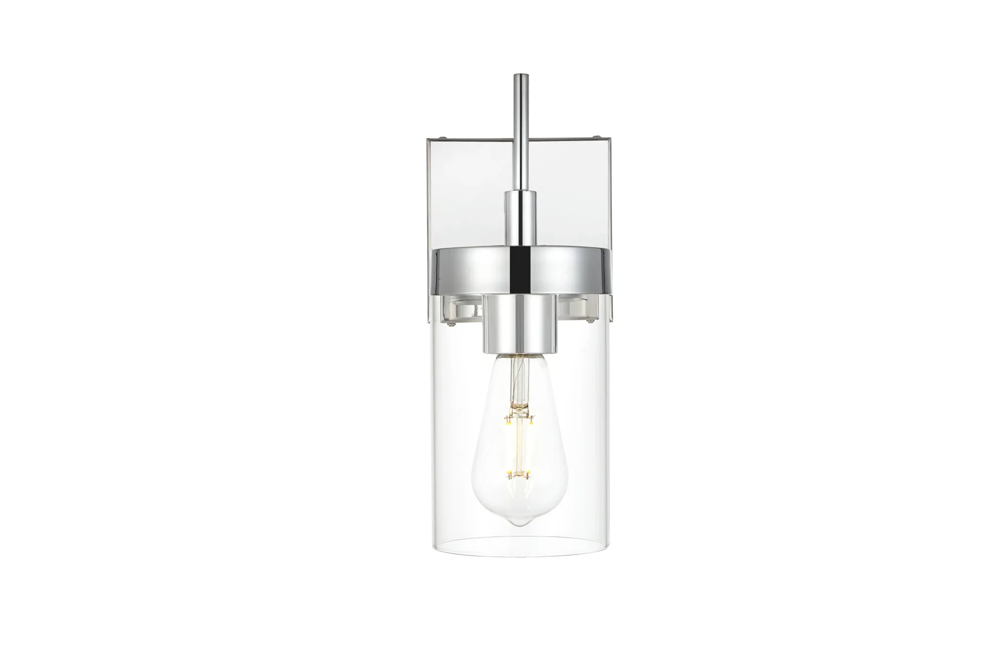 Benny One Light Bath Sconce in Chrome and Clear