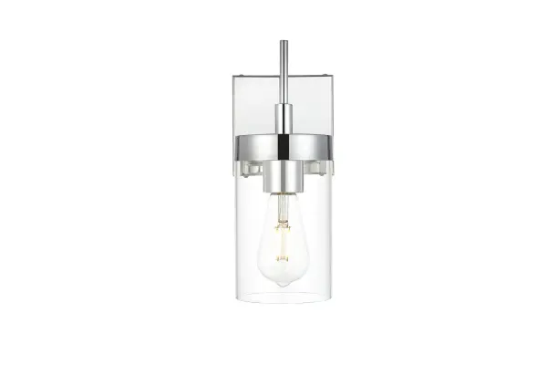 Benny One Light Bath Sconce in Chrome and Clear - Image 1