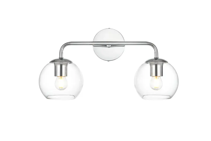 Genesis Two Light Bath Sconce in Chrome and Clear - Image 1