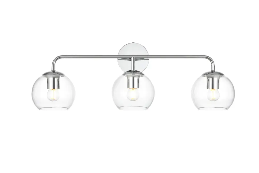 Genesis 3-Light Bath Sconce in Chrome and Clear - Image 1