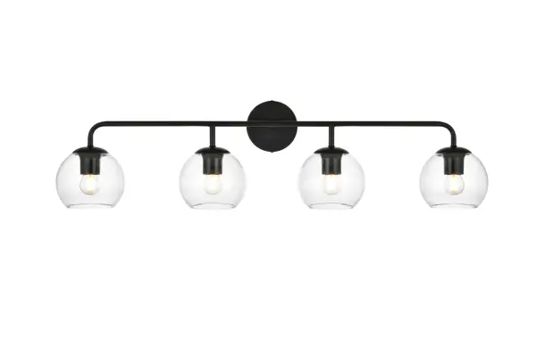 Specification Sheet
Dimensions
Length: 7.7"
Width: 37"
Height: 10"
Extension: 8"
Wire Length: 8"
Depth: 8"
Specifications
Assembly Required: Yes
Bulb Included: No
#N/A
Dimmable: Yes
Distressed Finish: No
Dry/Wet/Damp: Damp
ETL: yes
Finish (Color): Black and Clear
Fixture Material: Iron and Glass
Hardware Finish: Black
Harware Material: Iron
Max/Nominal Watt: 160W
Number of Lights: 4
Product Type: Vanity Lights
Product Warranty: 1 year limited
Socket Type: E26
Voltage: 110V
Wattage/Bulb: 40W
Weight: 4
Wire Included: Yes
Shipment type: Small Parcel
US Shipping Cost: $17.00