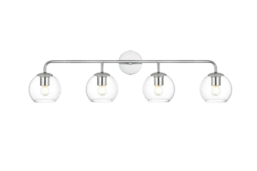 Genesis 4-Light Bath Sconce in Chrome with Clear Glass - Image 1