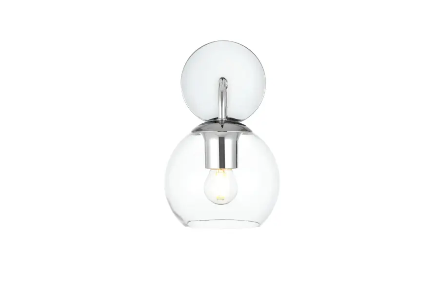 Genesis One Light Bath Sconce in Chrome and Clear - Image 1