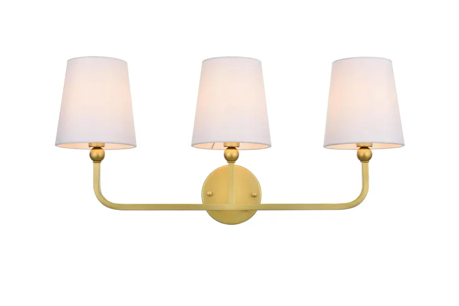 Colson 3-Light Bath Sconce in Brass and Clear - Image 1