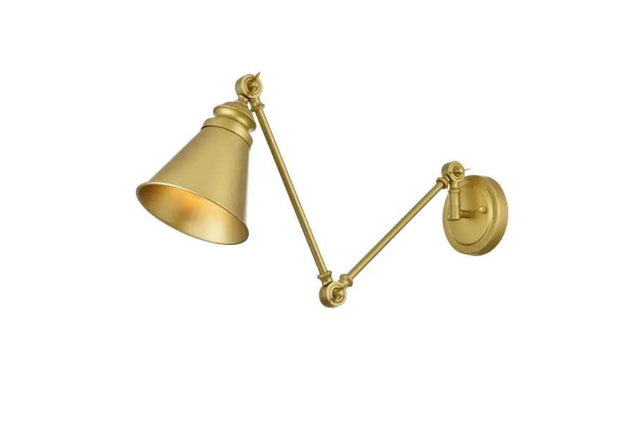 Ledger Adjustable Swing Arm Wall Sconce in Brass - Image 1