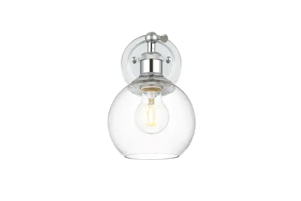 Kai One Light Bath Sconce in Chrome and Clear - Image 1
