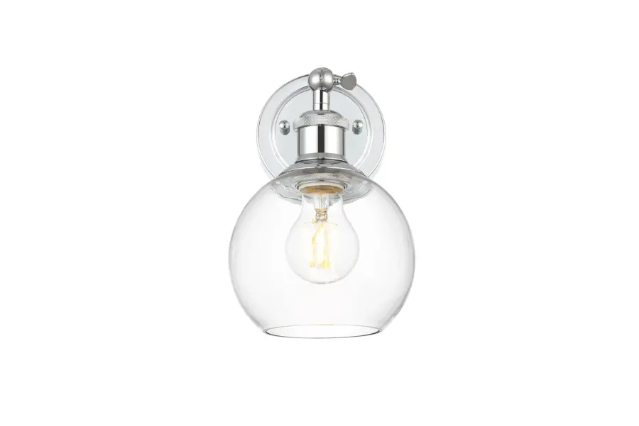 Kai One Light Bath Sconce in Chrome and Clear - Image 1