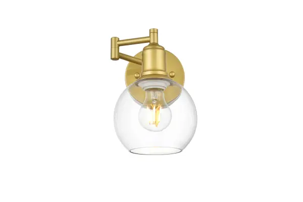 Specification Sheet
Dimensions
Length: 11.8"
Width: 6"
Height: 9"
Extension: 12"
Wire Length: 8"
Depth: 12"
Specifications
Assembly Required: Yes
Bulb Included: No
#N/A
Dimmable: Yes
Distressed Finish: No
Dry/Wet/Damp: Damp
ETL: yes
Finish (Color): Brass and Clear
Fixture Material: Iron and Glass
Hardware Finish: Brass
Harware Material: Iron
Max/Nominal Watt: 40W
Number of Lights: 1
Product Type: Vanity Lights
Product Warranty: 1 year limited
Socket Type: E26
Voltage: 110V
Wattage/Bulb: 40W
Weight: 2
Wire Included: Yes
Shipment type: Small Parcel
US Shipping Cost: $13.00