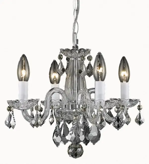 Small by design yet still grand in appearance, the four-light Azalea Collection complements smaller spaces. Collection: Azalea Rooms: Entryway, Dining Room, Bedroom, Hallway, Office, Foyer Finish: Chrome Crystal: Clear Width: 15.00" Height: 12.00" Length: 15.00" Weight: 14.00 lb Chain: 60"Chrome Wire: 82.5" Clear Canopy: 5.11"x1.26" Number of Bulbs: 4 Maximum Wattage: 40.00 W Bulb Type: B10 Bulb Base: E12 Dimmable Voltage: 110.00 V Material: Steel and Glass Country of Origin: China Safety Listing: ETL Safety Rating: Dry Title 20 Title 24 Manufacturer Warranty: 1 year limited