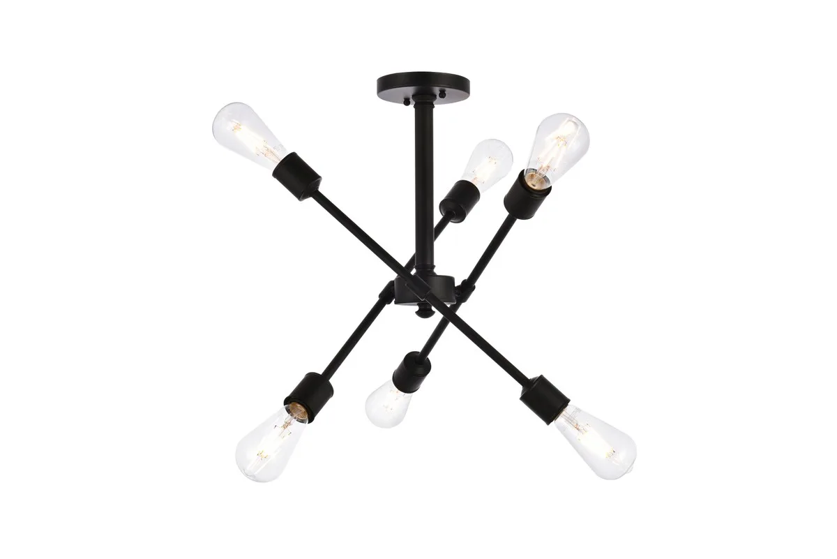 Axel Six Light Pendant in Black