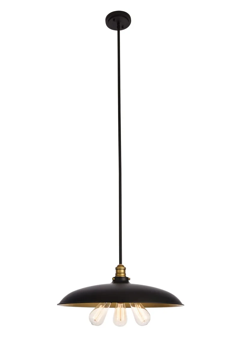 Anders Three Light Chandelier in Black and Brass