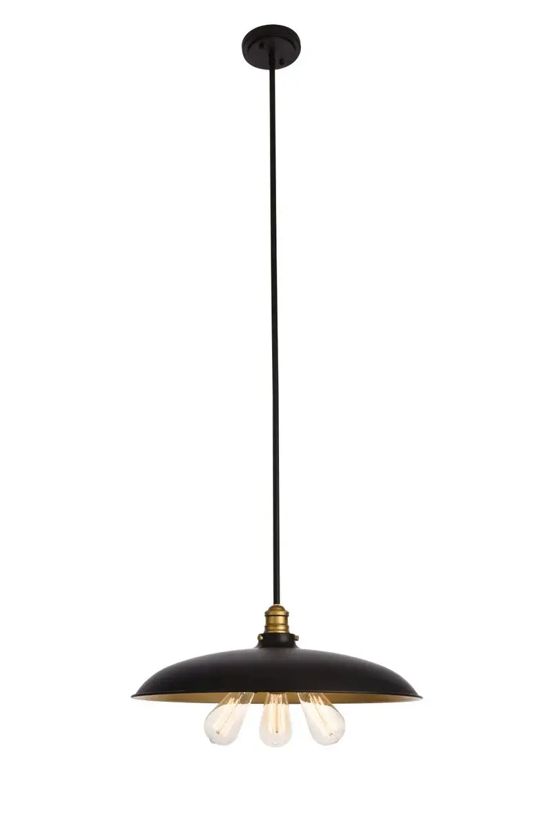 Anders Three Light Chandelier in Black and Brass