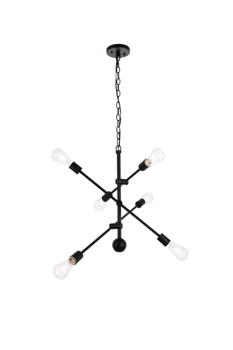Axel Six Light Pendant in Black