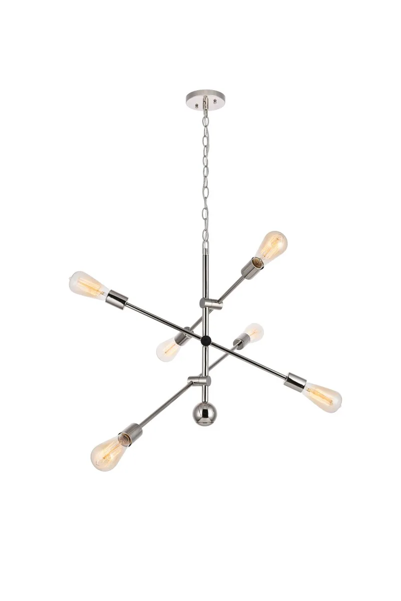 Axel Six Light Pendant in Polished nickel